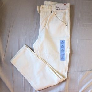 ✨ NWT Uniqlo White, Tapered Cotton Pants in a Relaxed Fit (26 inch waist)